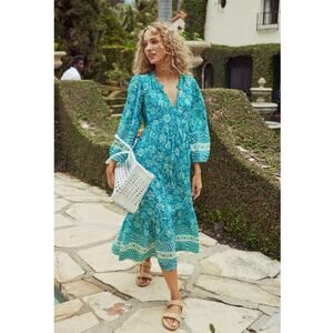Tuckernuck Beach Palmetto Bouquet Print Long Sleeve Salty Paloma Caftan